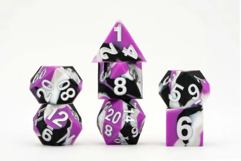 16mm Pride Sharp Edge Silicone Rubber Poly Dice Set - Asexual