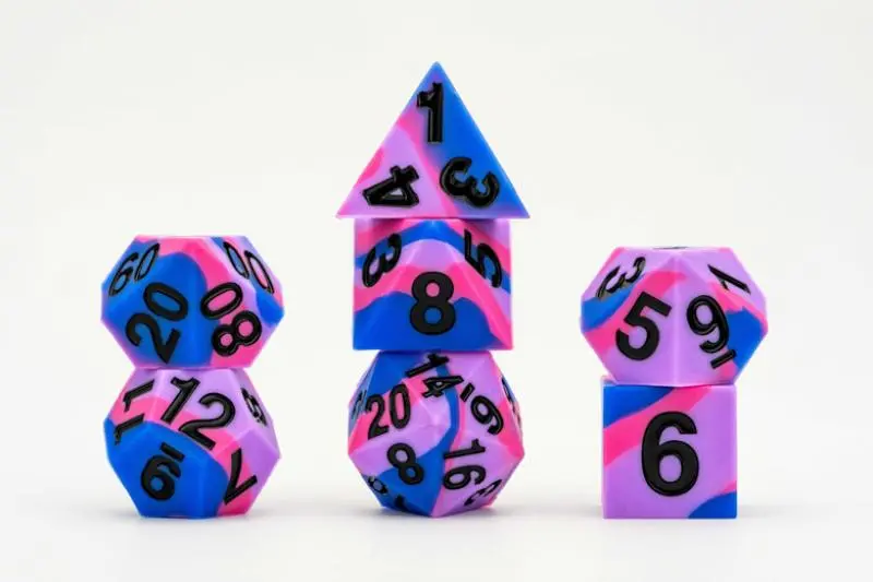 16mm Pride Sharp Edge Silicone Rubber Poly Dice Set - Bisexual