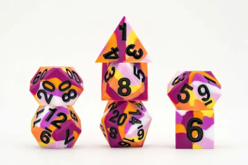 16mm Pride Sharp Edge Silicone Rubber Poly Dice Set - Lesbian