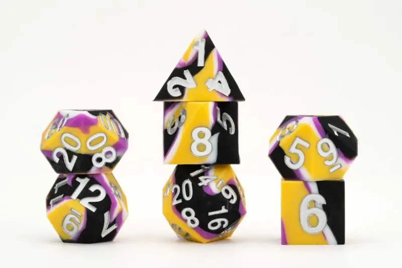 16mm Pride Sharp Edge Silicone Rubber Poly Dice Set - Nonbinary