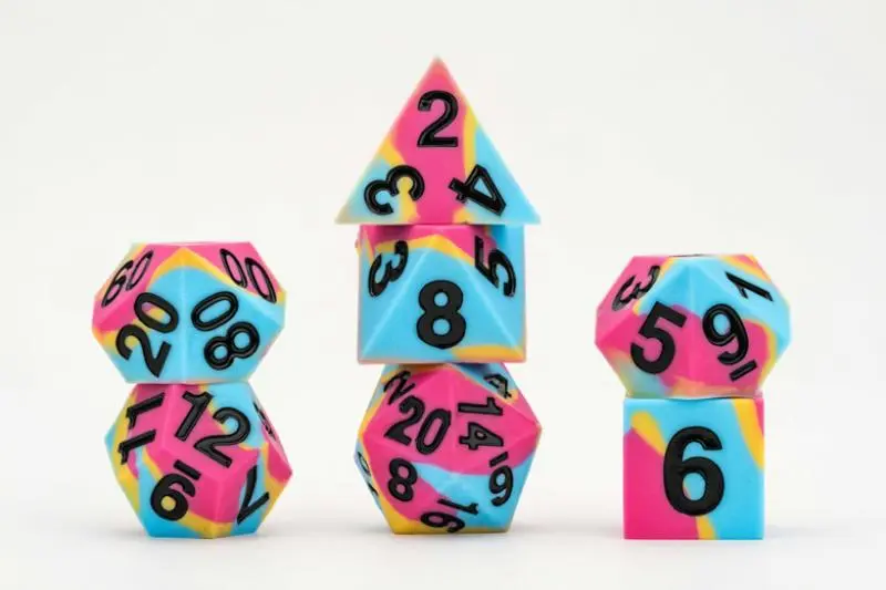 16mm Pride Sharp Edge Silicone Rubber Poly Dice Set - Pansexual