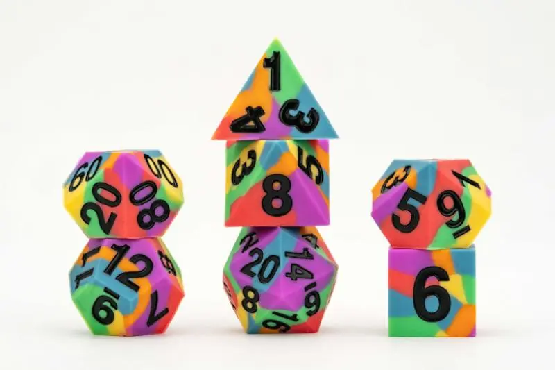 16mm Pride Sharp Edge Silicone Rubber Poly Dice Set - Rainbow Flag