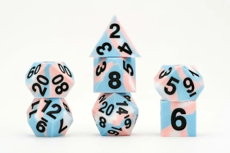 16mm Pride Sharp Edge Silicone Rubber Poly Dice Set - Transgender