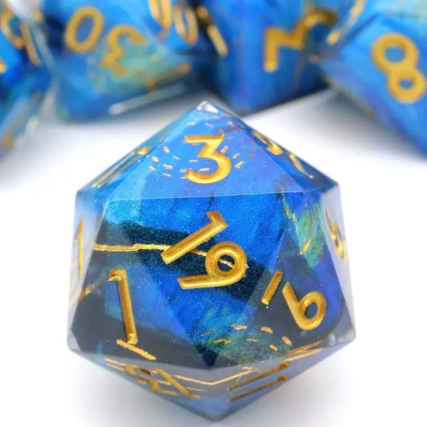 Astral Tide | Art Core Sharp Edge Dice | 7 Piece Dice Set |