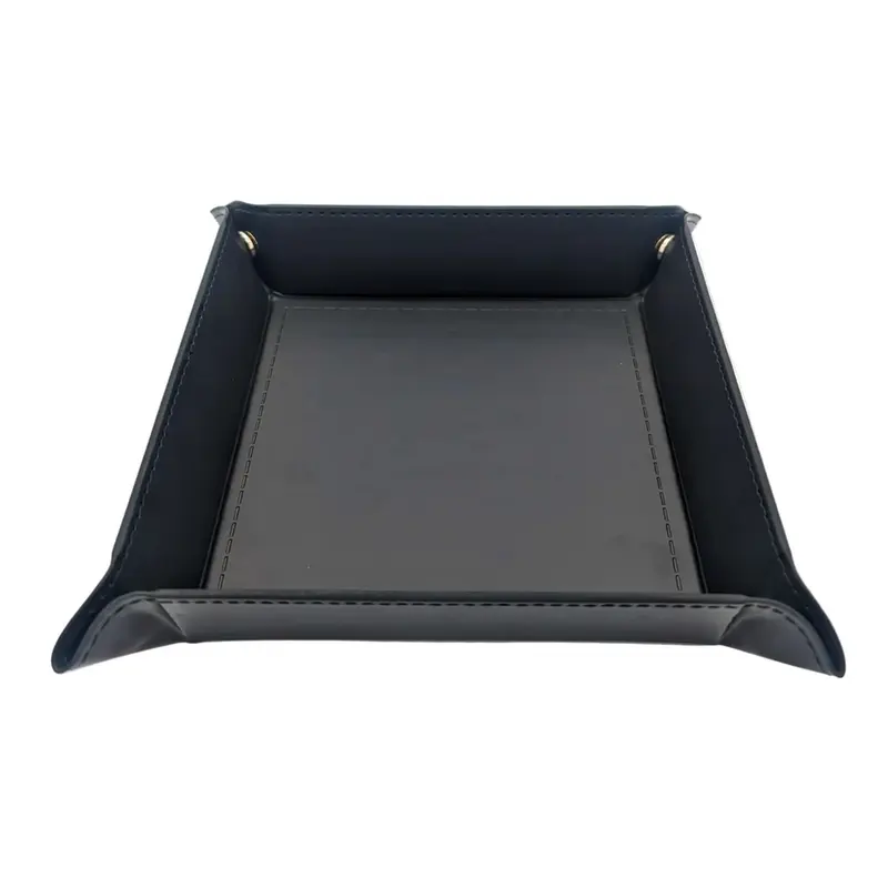 Black Square Dice Tray with Press Stud Corners - Foldable Dice Rolling Tray