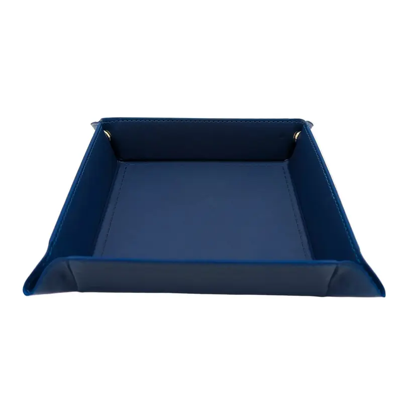 Blue Square Dice Tray with Press Stud Corners - Foldable Dice Rolling Tray