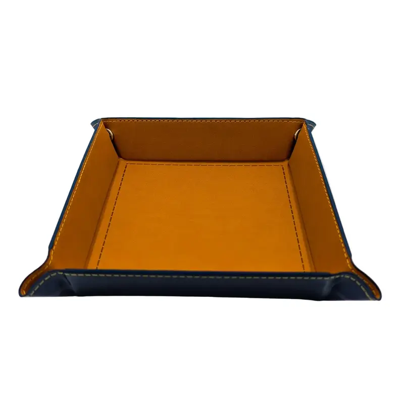 Brown Square Dice Tray with Press Stud Corners - Foldable Dice Rolling Tray