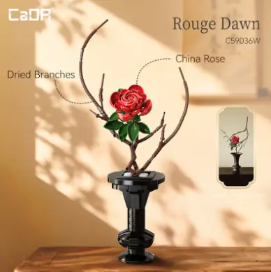 CaDA Rouge Dawn Artizan Eastern Floral Art - Building Brick Kit