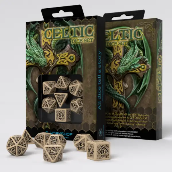 Celtic 3D Revised Beige/Black Dice Set
