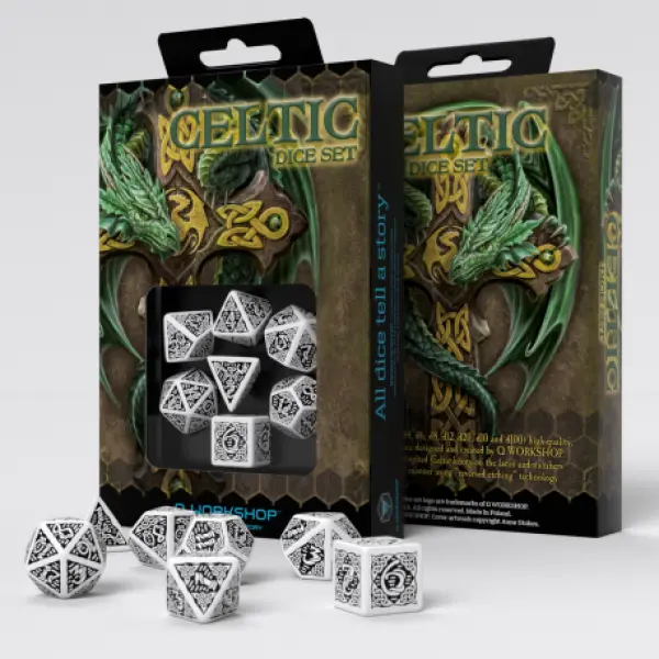 Celtic 3D Revised White/Black Dice Set