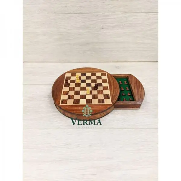 CHESS SET ROUND M/G 9"