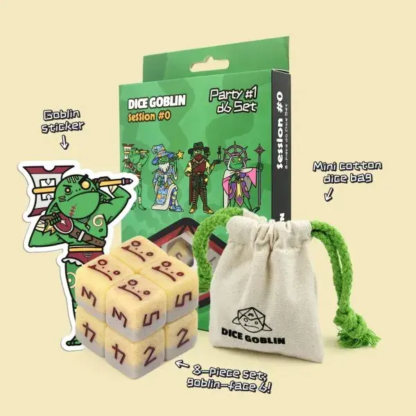 Dice Goblin Berserker - D6 Dice Set with Mini Dice Bag & Sticker