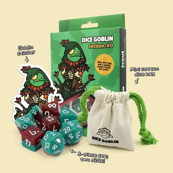 Dice Goblin The Scout - RPG Dice Set with Mini Dice Bag & Sticker