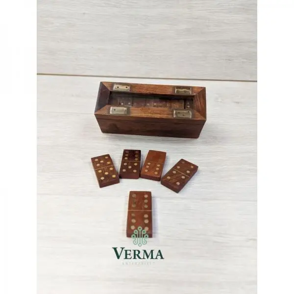 DOMINOS GLASS TOP BRASS INLAY 6"