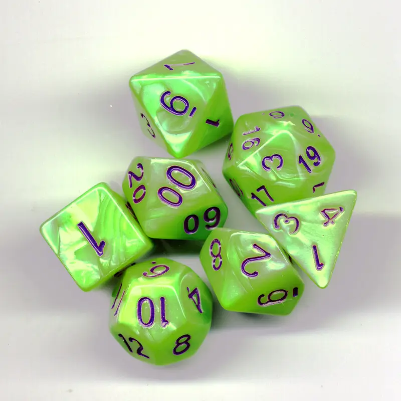 Elemental Yellow Green / Purple - Poly Dice set - EYGP1