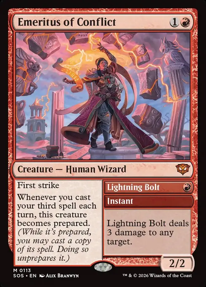 Emeritus of Conflict // Lightning Bolt Secrets of Strixhaven #113