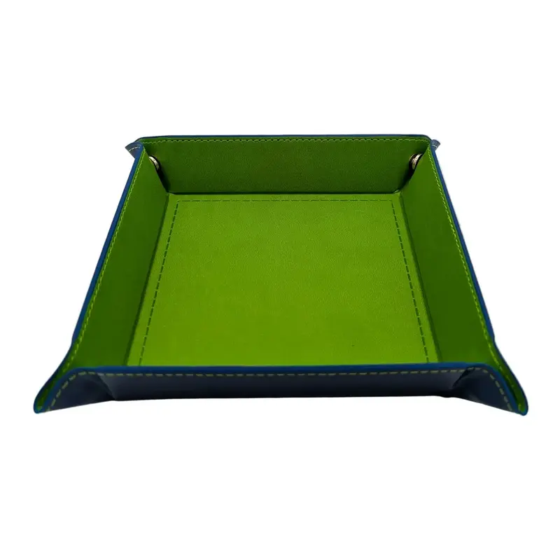 Green Square Dice Tray with Press Stud Corners - Foldable Dice Rolling Tray