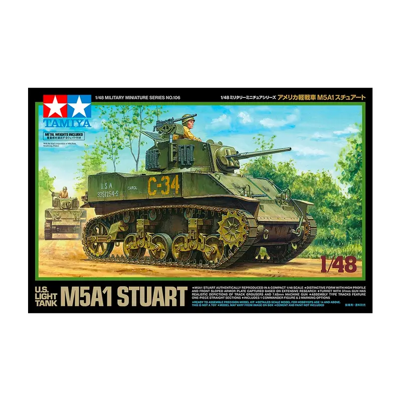 M5A1 Stuart US Light Tank Tamiya 1/48 Kit