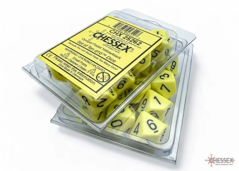 Opaque Pastel Yellow/black d10 (Set of 10)