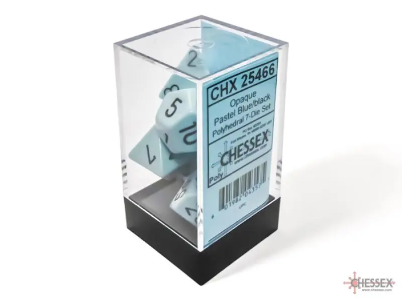 Opaque Polyhedral Pastel Blue/black 7-Die Set