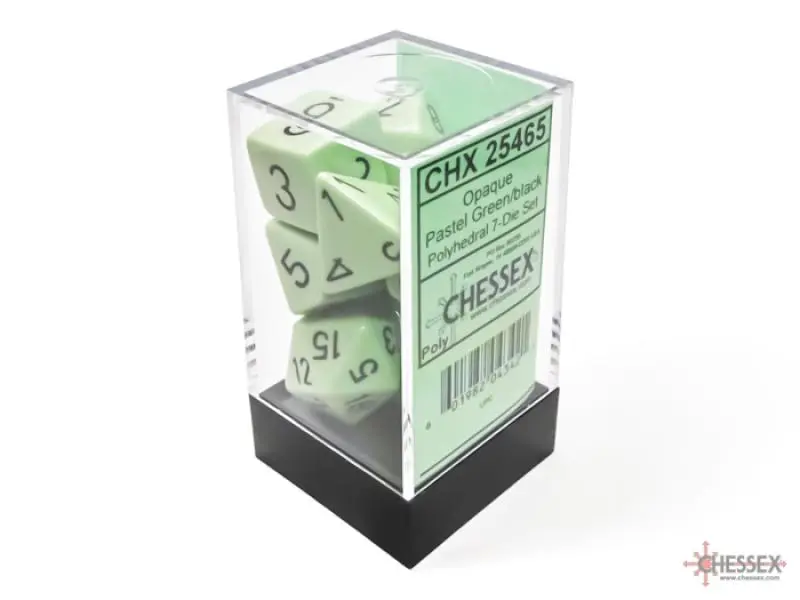 Opaque Polyhedral Pastel Green/black 7-Die Set