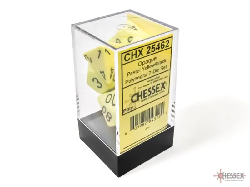 Opaque Polyhedral Pastel Yellow/black 7-Die Set