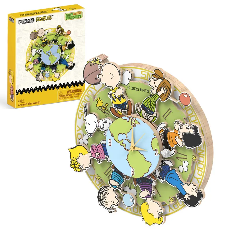 Peanuts Around the World Working Clock - Puremind Wooden Model Kit