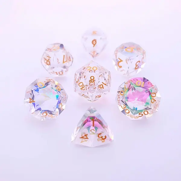 Planar Prism | Diamond Cut Sharp Edge Resin | 7 Piece Dice Set