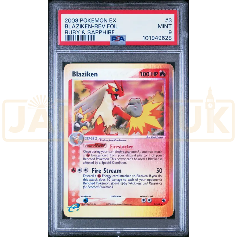 Pokemon Blaziken ex Reverse Holo Ruby & Sapphire 3/109 English Graded Card PSA 9 #101949628