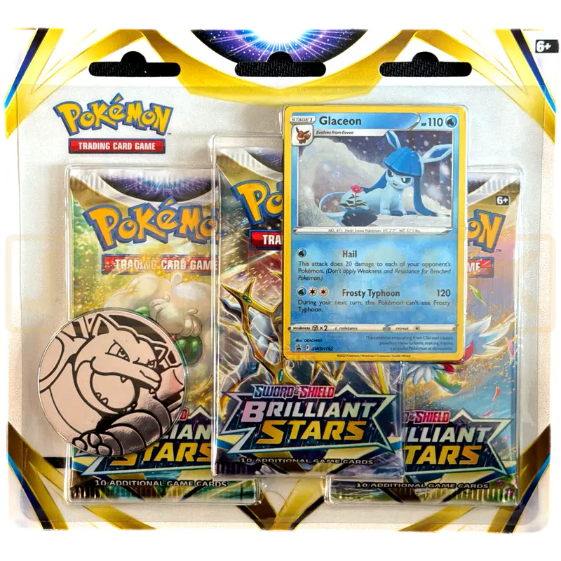 Pokemon Brilliant Stars Glaceon English 3 Pack Blister