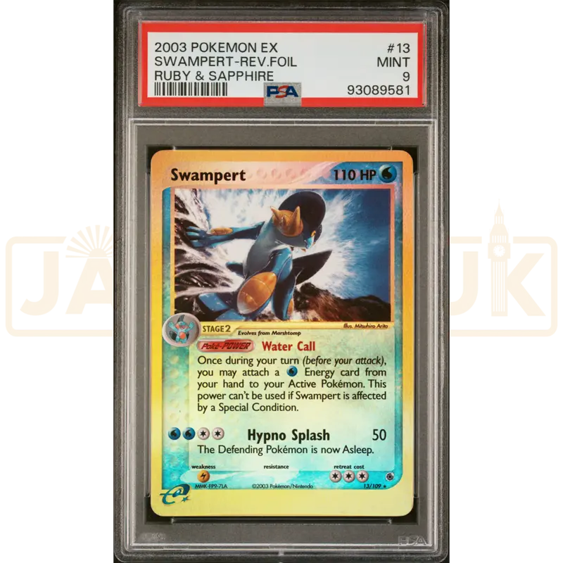 Pokemon Swampert ex Reverse Holo Ruby & Sapphire 13/109 English Graded Card PSA 9 #93089581