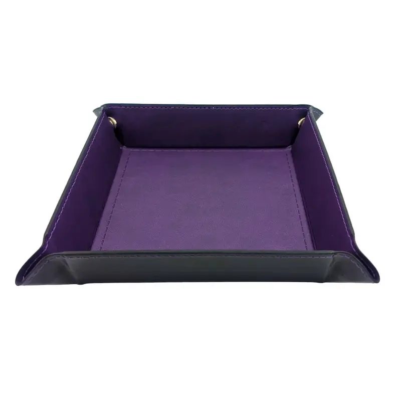 Purple Square Dice Tray with Press Stud Corners - Foldable Dice Rolling Tray