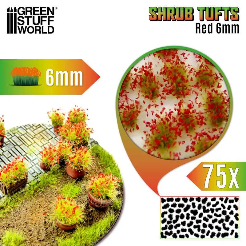 Red Shrub Tufts 6mm - Green Stuff World