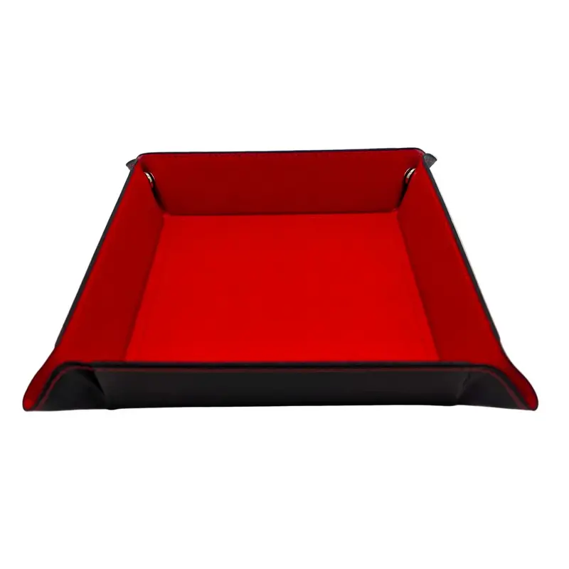 Red Square Dice Tray with Press Stud Corners - Foldable Dice Rolling Tray
