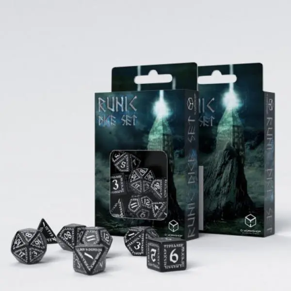 Runic Black/White Dice Set