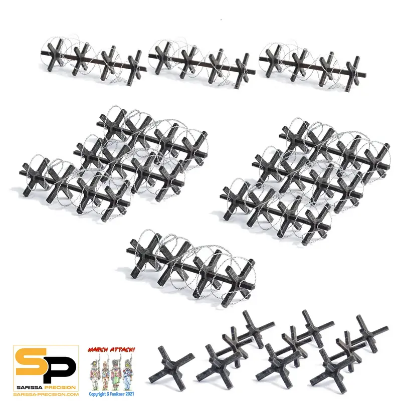 Sarissa Precision Barbed Wire Barricades and Hedge Hogs MDF Kit