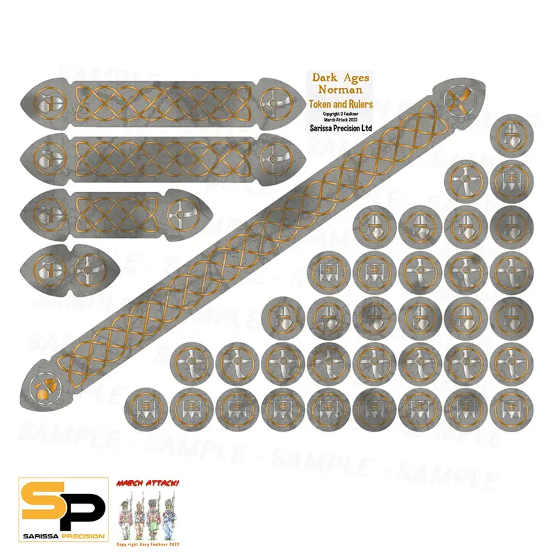 Sarissa Precision SAGA Dark Ages Norman Token & Ruler Set
