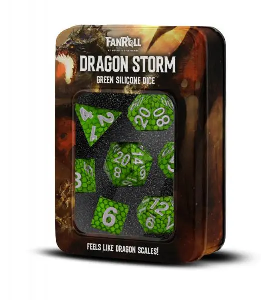 Silicone Dice Set - Green Dragon Scales