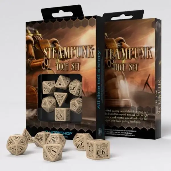 SteamPunk Clockwork Beige/Black Dice Set