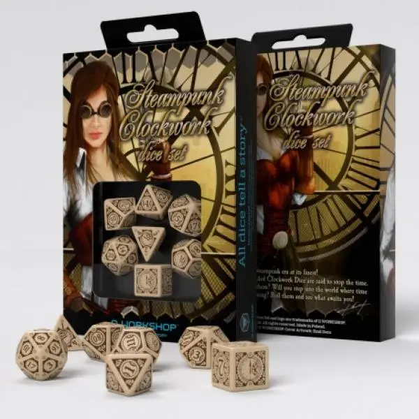 SteamPunk Clockwork Beige/Brown Dice Set