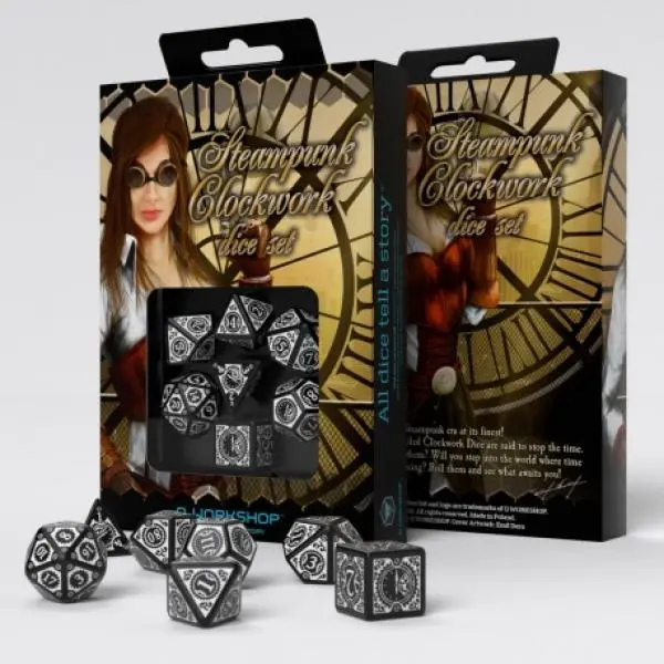 SteamPunk Clockwork Black/White Dice Set
