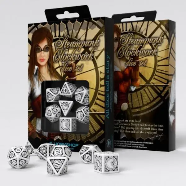 SteamPunk Clockwork White/Black Dice Set