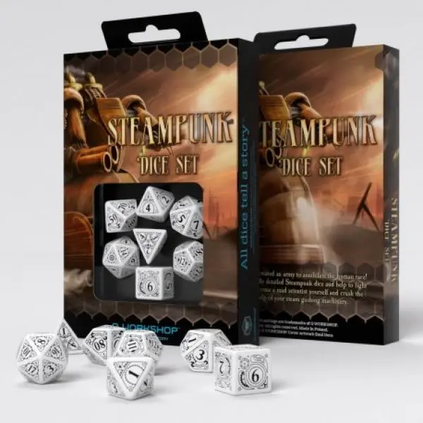 Steampunk White/Black Dice Set