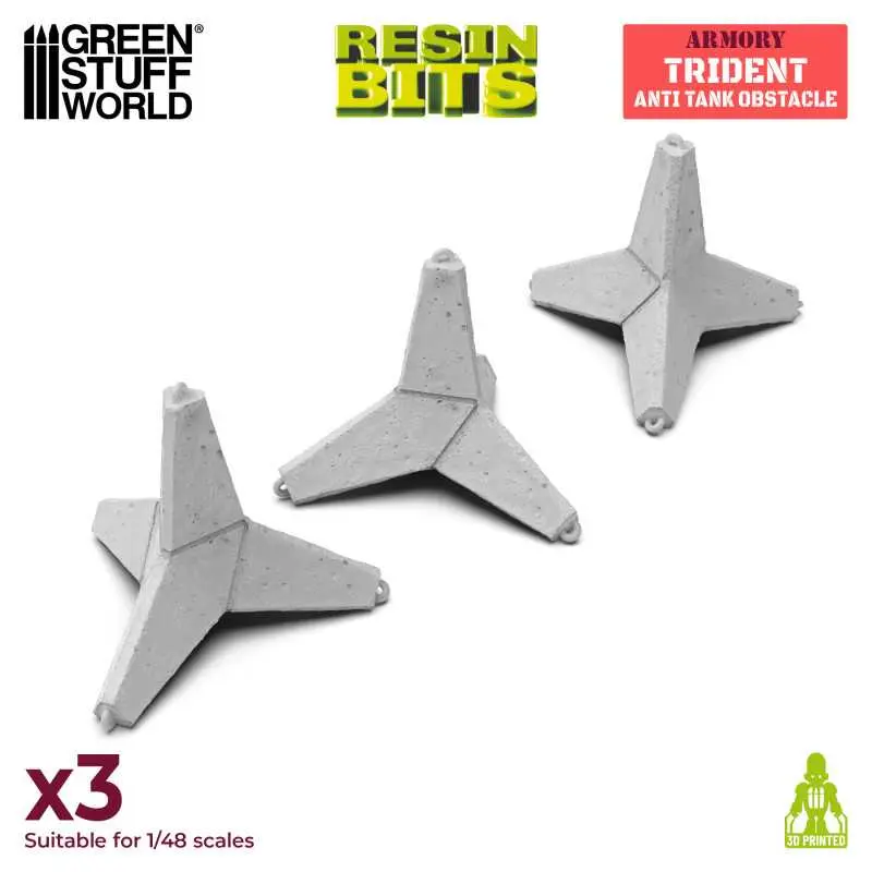 Trident Anti-Tank Obstacle Resin Bits - Green Stuff World