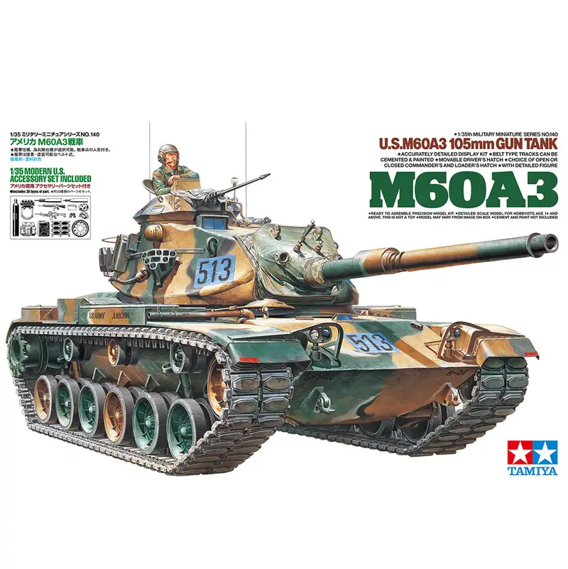 U.S. M60A3 105mm Gun Tank - Tamiya 1/35 Scale Plastic Model Kit