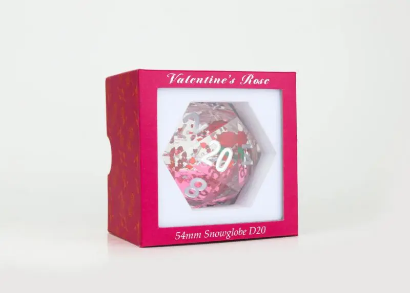 Valentine Red Floating Rose 54mm Snowglobe D20 - Sirius Dice [ Pre-order ]