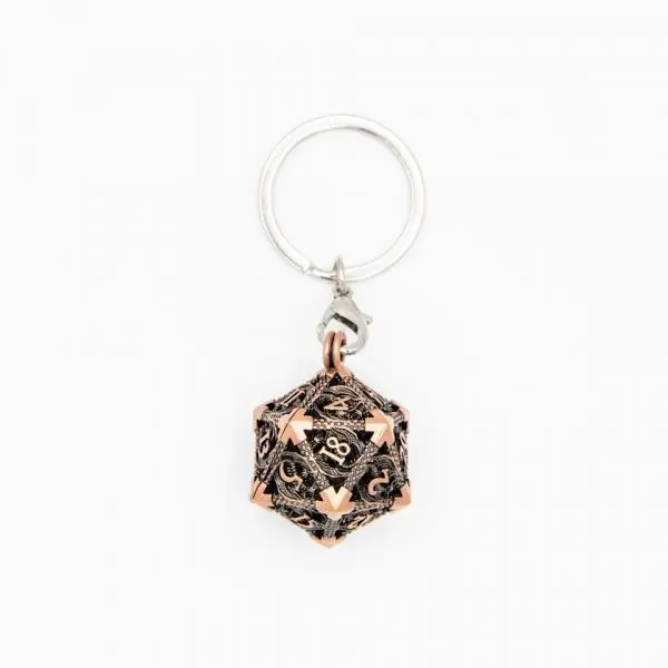 Wyvern's Vault | D20 Keyring w/Mini Dice | Copper