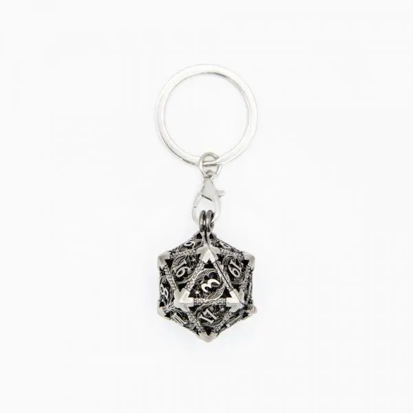 Wyvern's Vault | D20 Keyring w/Mini Dice | Nickel